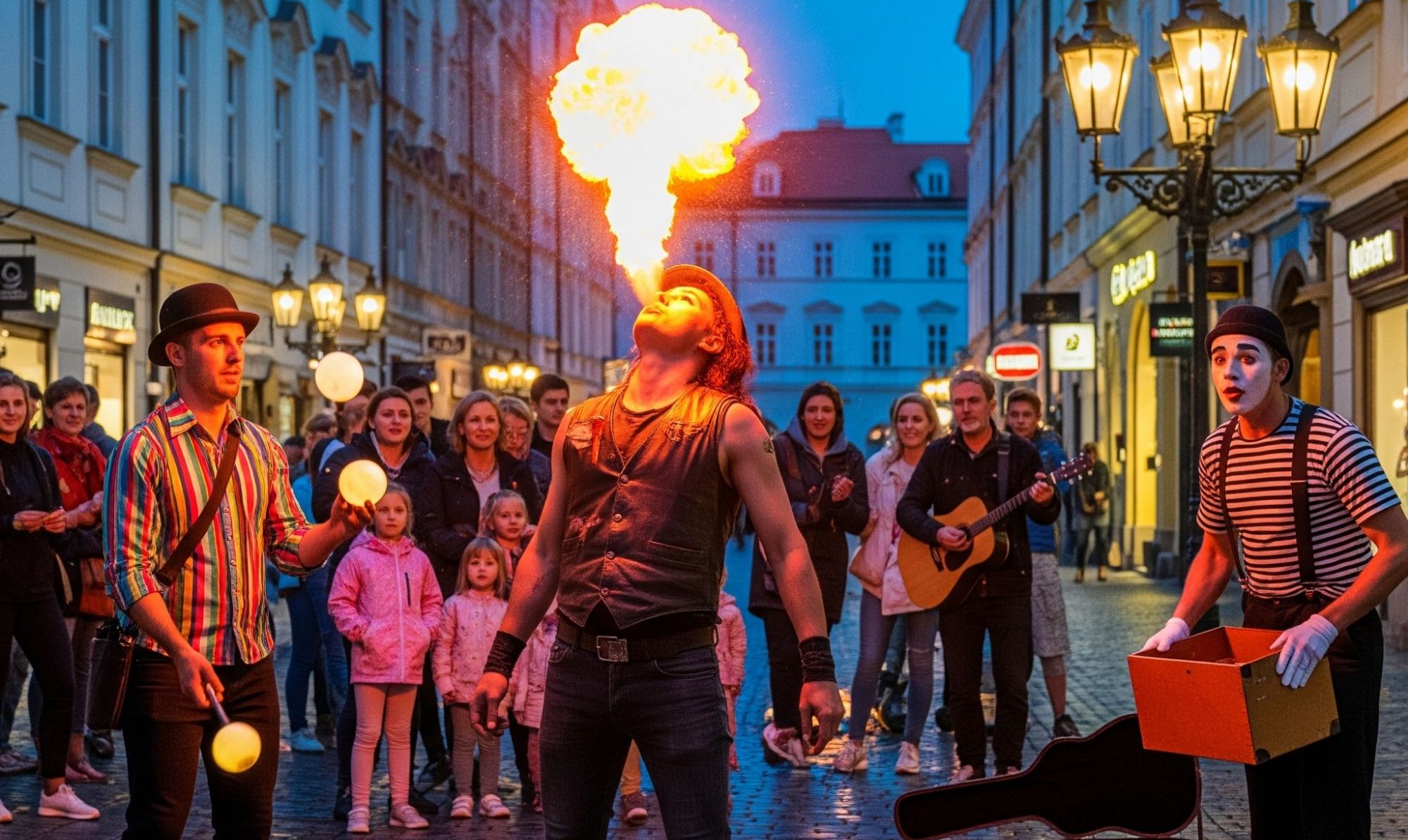 Фестиваль уличных артистов La Strada в центре Аугсбурга 2025