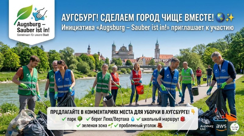 🌿 Аугсбург Лайв, сделаем город чище вместе!С 9 марта в городе запускается инициатива «Augsburg – Sauber ist in!» — это возможнос...